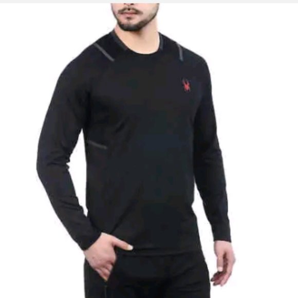 (2) NEW! Spyder Active Men’s boys Long Sleeve Shirt Black Blue Size XXL XX-LARGE - Picture 4 of 8